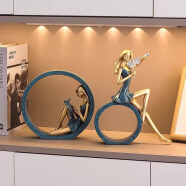 福美林（FUMEILIN）欧式客厅家居装饰品创意电视柜酒柜抽象工艺品摆件雕塑艺术品礼品 小提琴OK女孩一对-复古蓝