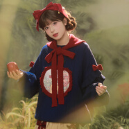 森女部落原创童话风闺蜜装慵懒闺蜜装毛衣冬2024新款秋冬女装 深蓝色毛衣 单件 S