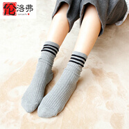 伦洛弗女袜子堆堆袜高筒棉袜春秋新款女生日韩长筒靴袜双针学院风棉袜 浅灰色2双装 均码