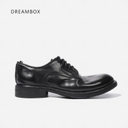 dreambox钧博皮鞋男商务正装意大利马臀皮复古手工沿条缝线男鞋 黑色 39 标准皮鞋码