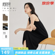 对白【杜鹃同款】法式慵懒针织连衣裙女2024新款通勤气质显瘦裙子 静谧黑 S