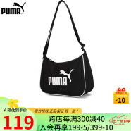 彪马（PUMA）女包 2024夏季简约撞色包边女士休闲单肩包腋下包斜挎包手提包 079372-01/黑色 OSFA