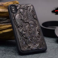 黑檀木浮雕手机壳8plusiPhone6s7关公苹果X/XR XS MAX紫光檀木质 一念之间 iPhone xs max