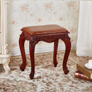 京韵古筝凳子琴凳单人欧式梳妆台凳子美式化妆椅中式古典家用方凳圆凳 深棕色棕面(方)
