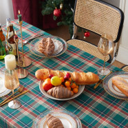 南方生活 圣诞节桌布格子北欧红色茶几布长方形餐桌布艺家用棉麻台布长桌旗 内希特桌布 60*60cm