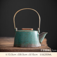 木客粗陶日式焙茶炉温茶器套装陶瓷茶壶花茶蜡烛加热保温暖炉茶道配件 绿釉提梁壶