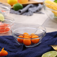乐美雅透明可叠系列钢化玻璃沙拉碗  色拉碗 玻璃 饭碗 汤碗 蔬菜瓜果碗 可叠沙拉碗14cm*2（推荐大饭碗）