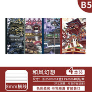 艺旅 日本sou·sou限定胶装记事本无线装订本学生日记高颜值本子笔记本 和风幻想风景B5 40页【4本装】