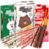 乐天（LOTTE）韩国进口乐天巧克力夹心棒8盒草莓扁桃仁曲奇颗粒饼干儿童零食品 脆米巧克力棒37g*3盒