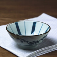 和风四季 日式餐具釉下彩陶瓷碗米饭碗斗笠碗喇叭碗礼盒碗面碗汤碗拉面碗 5英寸喇叭饭碗(蓝条)