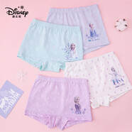迪士尼（Disney）儿童内裤女童内裤A类棉中大童平角女孩学生四角青少年发育内裤 艾莎女王 平角裤（混色4条装） 150（135-145/9-10岁/66-79斤）