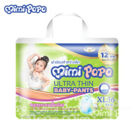 mimipapa泰国进口纸尿一体裤mimipoko新生儿婴儿超薄透气男女宝宝尿不湿 拉拉裤XL码2包(72片)