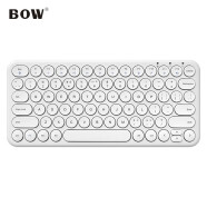 航世（BOW）HW098SC 无线键盘 超薄便携键盘 复古圆帽 笔记本电脑家用办公通用小键盘  白色