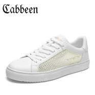 卡宾（CABBEEN）小白鞋男士透气休闲鞋男百搭板鞋男鞋潮3203205564 白色网面 38