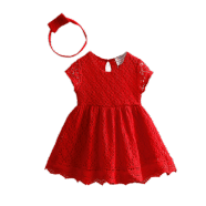 贝壳元素女童连衣裙夏季公主裙子女童夏装刺绣连衣裙2588 qz3232红色 120cm