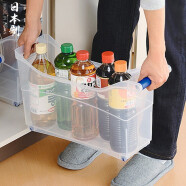 家の物语（KATEI STORY） 日本进口厨房水槽置物架带滑轮收纳筐杂物调料收纳盒食品储物筐 透明