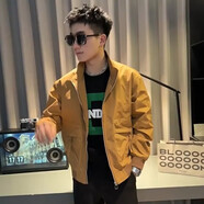 锡元外套男潮流潮牌网红痞帅修身刺绣夹克春秋季新款男士感上衣服 8021焦糖色 XL