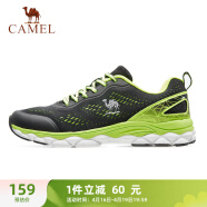 骆驼（CAMEL）网面透气轻量缓震运动男鞋跑步鞋子 CSS221L0032 黑/荧光绿 41