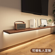 诗亭阁电视柜悬空悬浮电视柜家旺达实木一字隔板墙上置物架电视柜简约现 24*100【胡桃色】