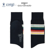CORGI柯基英国进口DOCTOR WHO联名款精梳棉条纹印花女中筒袜男新年礼物 Navy 女款35-39