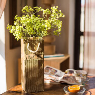 掬涵 牛皮纸袋陶艺花盆花器花瓶花篮园艺庭院装饰ZAKKA 高款牛皮纸色(底部无孔，如需打孔请备注) 大