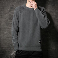 后琤复古圆领毛衣男宽松慵懒保暖针织衫男士休闲毛线衣男生秋冬季线衫 复古色 L （145-165斤）