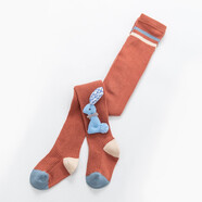 睿智虎女童连裤袜棉春秋中厚宝宝白色卡通舞蹈裤袜连脚儿童打底袜女打底裤裤子 砖红 S码 1-3岁身高70-90cm