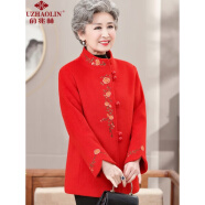 俞兆林（YUZHAOLIN）中老年女装奶奶毛呢外套女秋季冬季妈妈套装经典款式 红色 L (建议100斤以内)