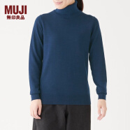 无印良品 MUJI 女式 天竺 高领毛衣 长袖针织衫 蓝色 M