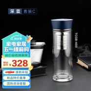 膳魔师（THERMOS）玻璃杯套组400ml双层耐热带滤网泡茶TCGB-400-BL iwaki 促销装 C