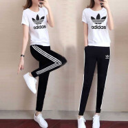 Adidas阿迪达斯三叶草女装 新款运动显瘦长裤三条纹小脚裤 GN2899【单件短袖T恤】 XS