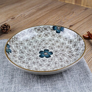 LICHEN 景德镇陶瓷餐具 日韩式菜盘 陶瓷釉下彩花卉 盘子 蓝富贵 7英寸