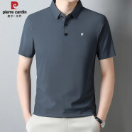 皮尔卡丹品牌2024夏季新款男士冰丝凉感Polo.衫翻领男款短袖薄款t 深灰色 XL(建议125-140斤)