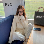 BVX卫衣女春秋季运动套装韩版减龄宽松御姐风炸街休闲时尚两件套潮 杏色（冬季加绒） S