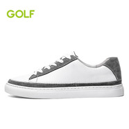 高尔夫（GOLF）男鞋新品轻底系带拼接时尚小白鞋男春季韩版街头板鞋男 白色 40