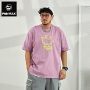 PANMAX[MIN]国潮大码笑脸印花内搭男装短袖T恤圆领情侣简约T恤短袖 紫色 M