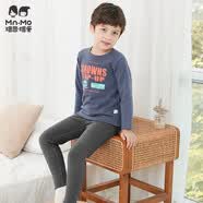 瑁恩·瑁爱（Mn·Mo）男童加绒加厚保暖内衣套装金钻绒儿童长袖秋衣秋裤冬季打底衣 品质潮范(墨灰) 130 建议身高115-120cm