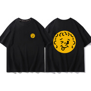 氧家Eason陈奕迅演唱会同款短袖T恤 fearanddream周边印花纯棉衣服夏 黑色（橘黄俏皮脸） L