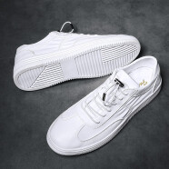 笠足典板鞋男鞋新款小白鞋时尚休闲鞋夏季网布透气板鞋 白色 41运动码