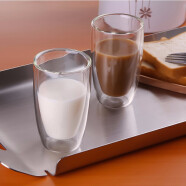 ORTOR 英国玻璃杯子双层隔热防烫玻璃杯时尚水杯子创意茶杯家用客厅茶杯水杯水具套装牛奶果汁玻璃杯子 锥形玻璃杯二只装