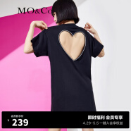 MO&Co.【会员专享折扣】夏爱心露背连衣裙棉质小众设计高级感MBB2DRS023 黑色 XS/155