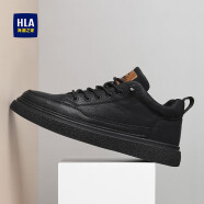 海澜之家HLA男鞋休闲皮鞋子男士板鞋运动鞋HAAXXM4AB70302 黑色41