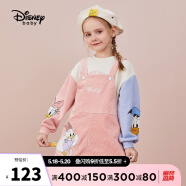 迪士尼（Disney）童装儿童女童背带裙子复古灯芯绒卡通公主裙绣花棉质中大童A字裙2022春DB131RE03桔粉110