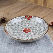 LICHEN 景德镇陶瓷餐具 日韩式菜盘 陶瓷釉下彩花卉 盘子 4色套组 8英寸