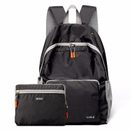 高尔夫GOLF双肩包可折叠电脑背包书包14英寸大容量防泼水轻便收纳携带户外旅行包 黑色
