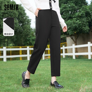 森马森马休闲裤女卷边锥形裤显高初秋冬女士时尚通勤九分裤百搭 黑色9000 150/58A/XS