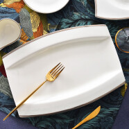 红牡丹景德镇碗碟餐具套装陶瓷碗盘组合欧式碗盘单品骨瓷碗碟盘自由搭配 12英寸日式鱼盘