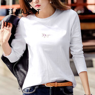 F1MAJE1T 高端设计师品牌 长袖T恤女刺绣棉春秋韩版百搭上衣显瘦打底衫 219白色 2XL (135-145斤)