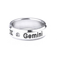 璟格格 十二12星座钛钢戒指吊坠男女朋友学生情侣闺蜜礼物戒子176 双子座