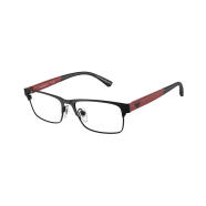 安普里奥·阿玛尼（Emporio Armani）男士眼镜架 时尚运动休闲方形半框光学镜架 舒适轻质耐摔眼镜框 3001 Matte Black 47-15-125